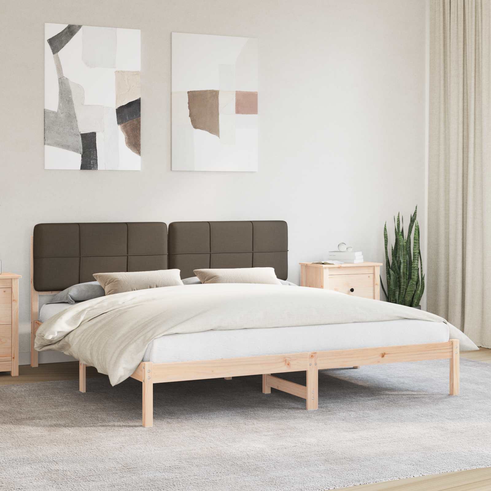vidaXL Sänkyrunko verhoillulla päädyn Harmaanruskea 200 x 200 cm