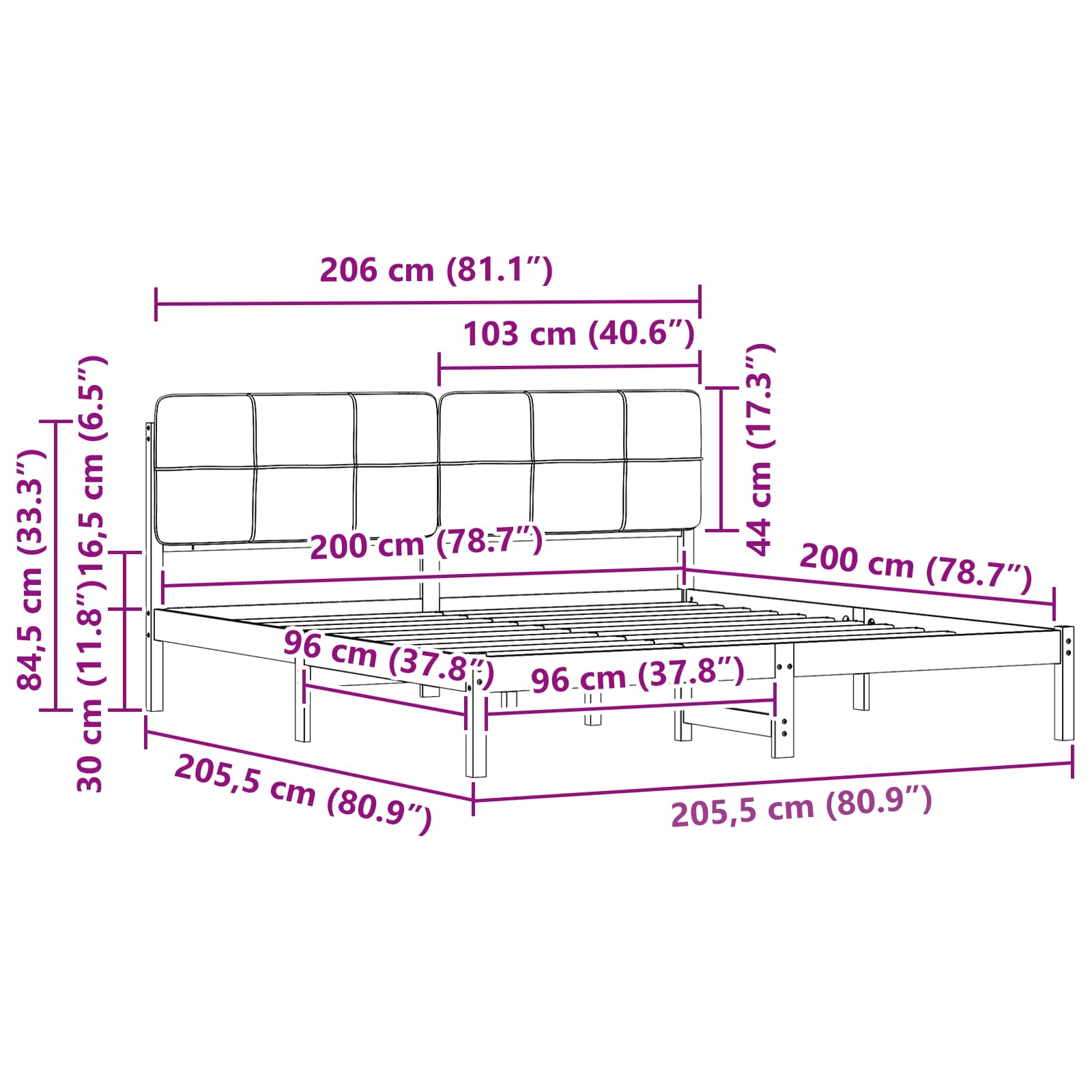 Gultas rāmis ar polsterētu galvas balstu Pelēkbrūna