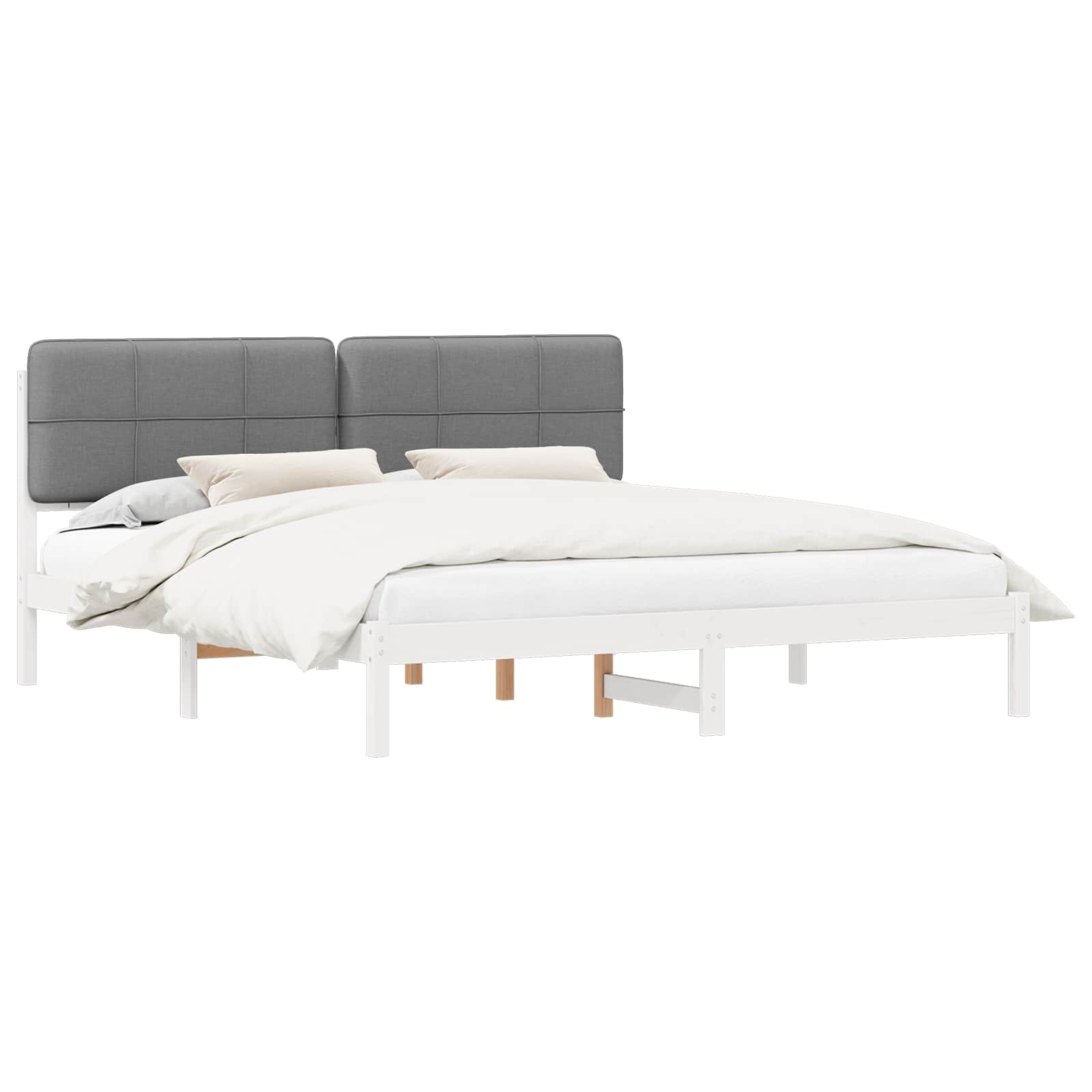 vidaXL Bedframe met Gevoerd Hoofdgedeelte Lichtgrijs 200 x 200 cm, foto 3