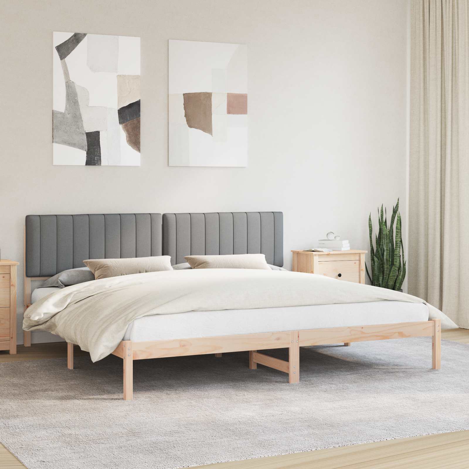 Bedframe met Gevoerd Hoofdgedeelte Lichtgrijs 200 x 200 cm