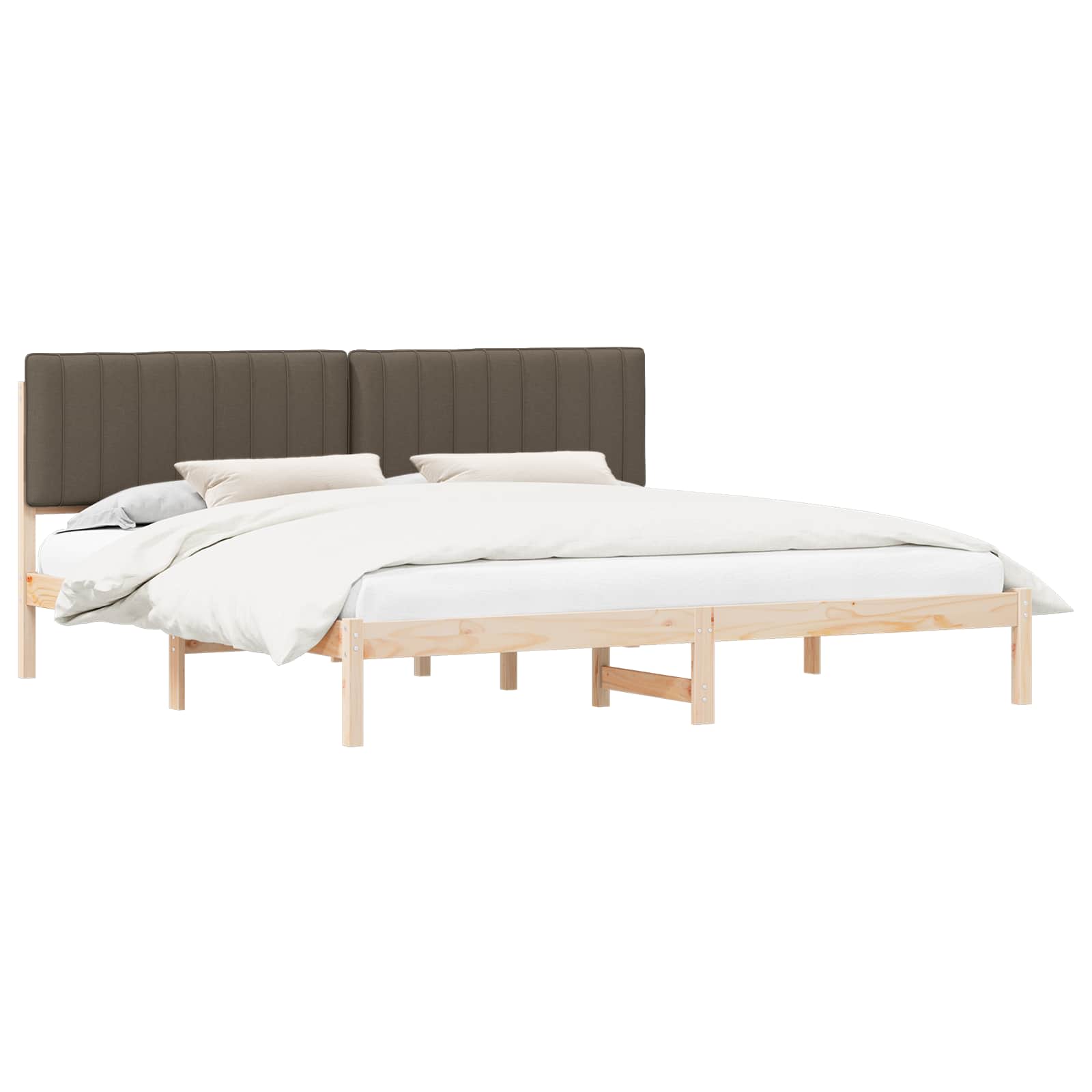 vidaXL Bedframe met Gevoerd Hoofdgedeelte Taupe 200 x 200 cm, foto 3