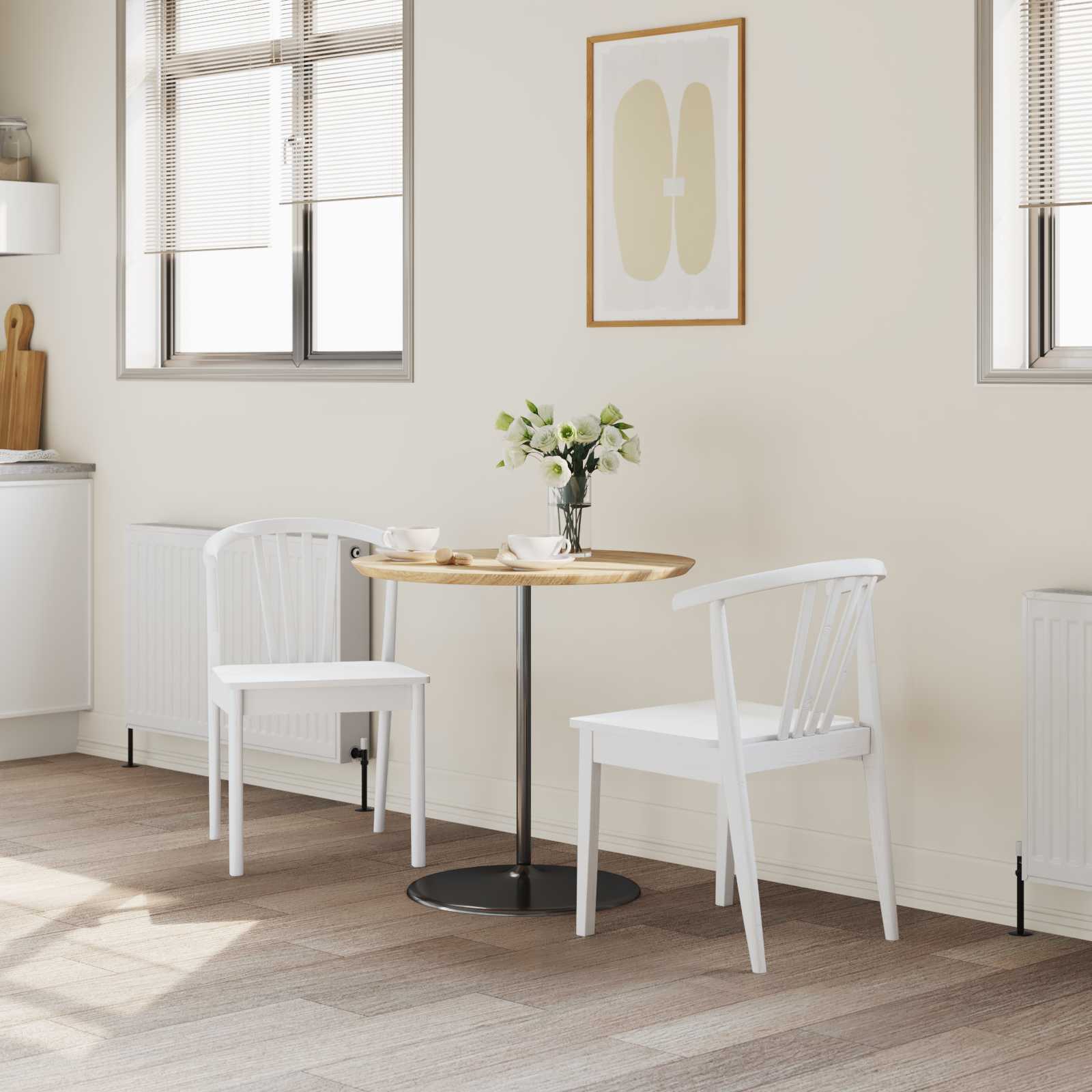 vidaXL Eetkamerstoel 2 pcs Wit Massief Rubberhout