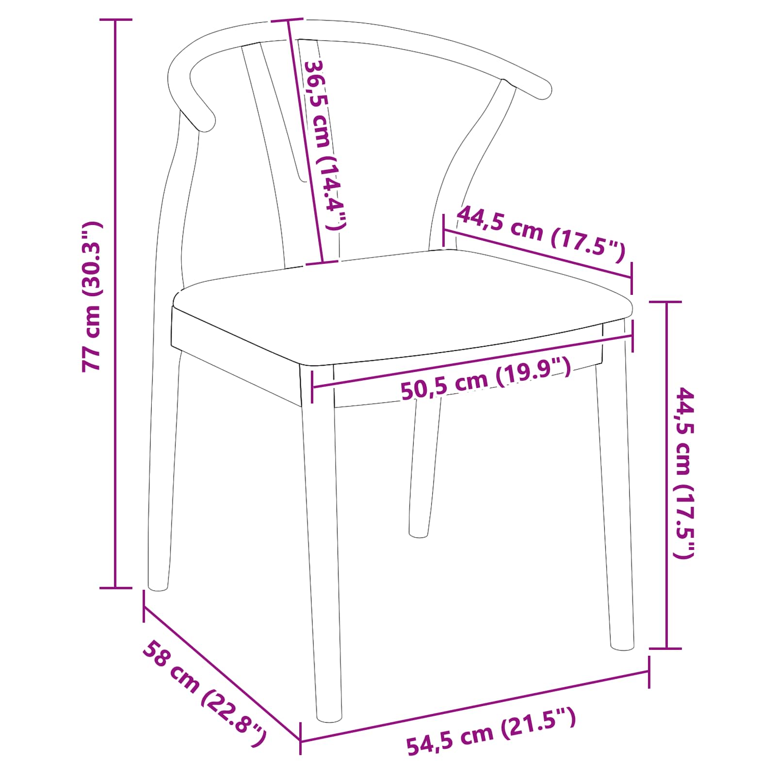 Ruokatuoli 2 pcs Vaaleanruskea ja musta Kestävä Kumipuinen - Image 11