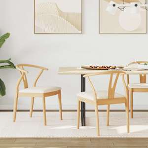 Jedilni stol 2 pcs Naravna in svetla Masivno gumovo les