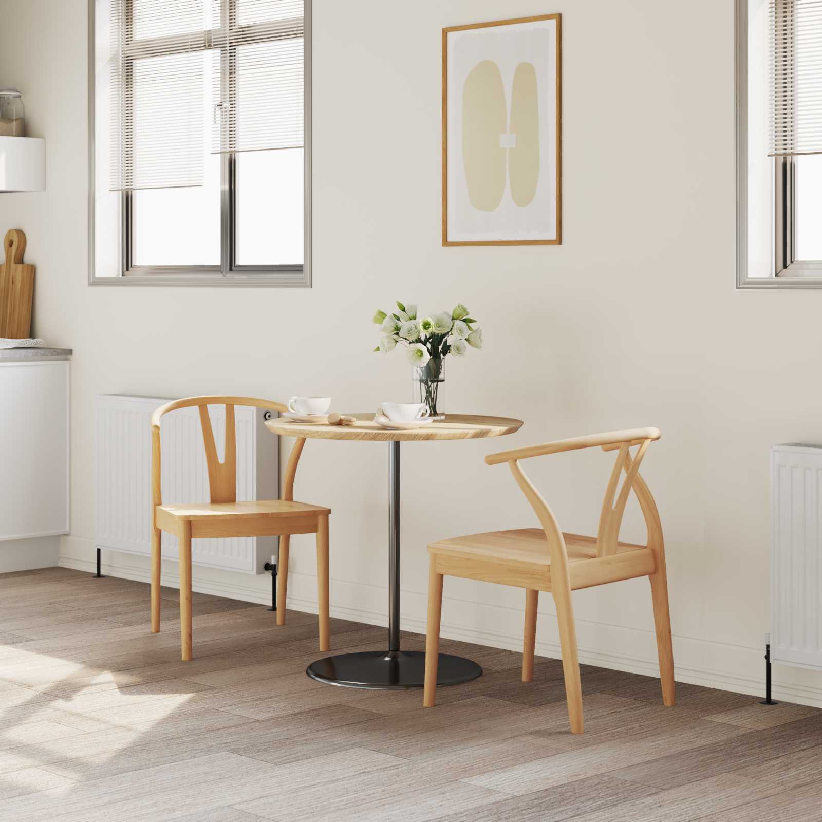 vidaXL Eetkamerstoel 2 pcs Naturel Massief Rubberhout