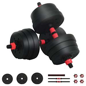 vidaXL 2-in-1 hantli ja kangi komplekt 20 kg Must ja punane