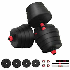 vidaXL 2-in-1 hantli ja kangi komplekt 30 kg Must ja punane