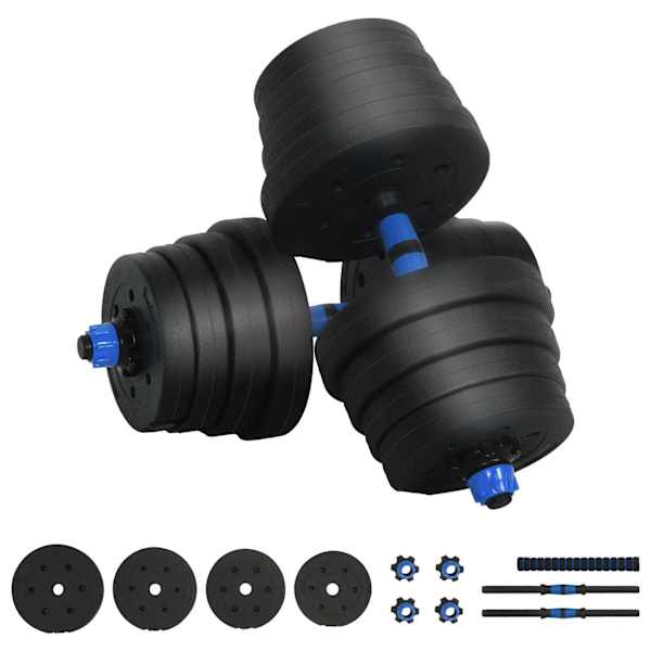 vidaXL 2-in-1 hantli ja kangi komplekt 30 kg Must ja Sinine