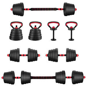 2v1 sada činek a tyče 30kg Černá a červená 121 x 19,5 x 19,5 cm - obrázek 2