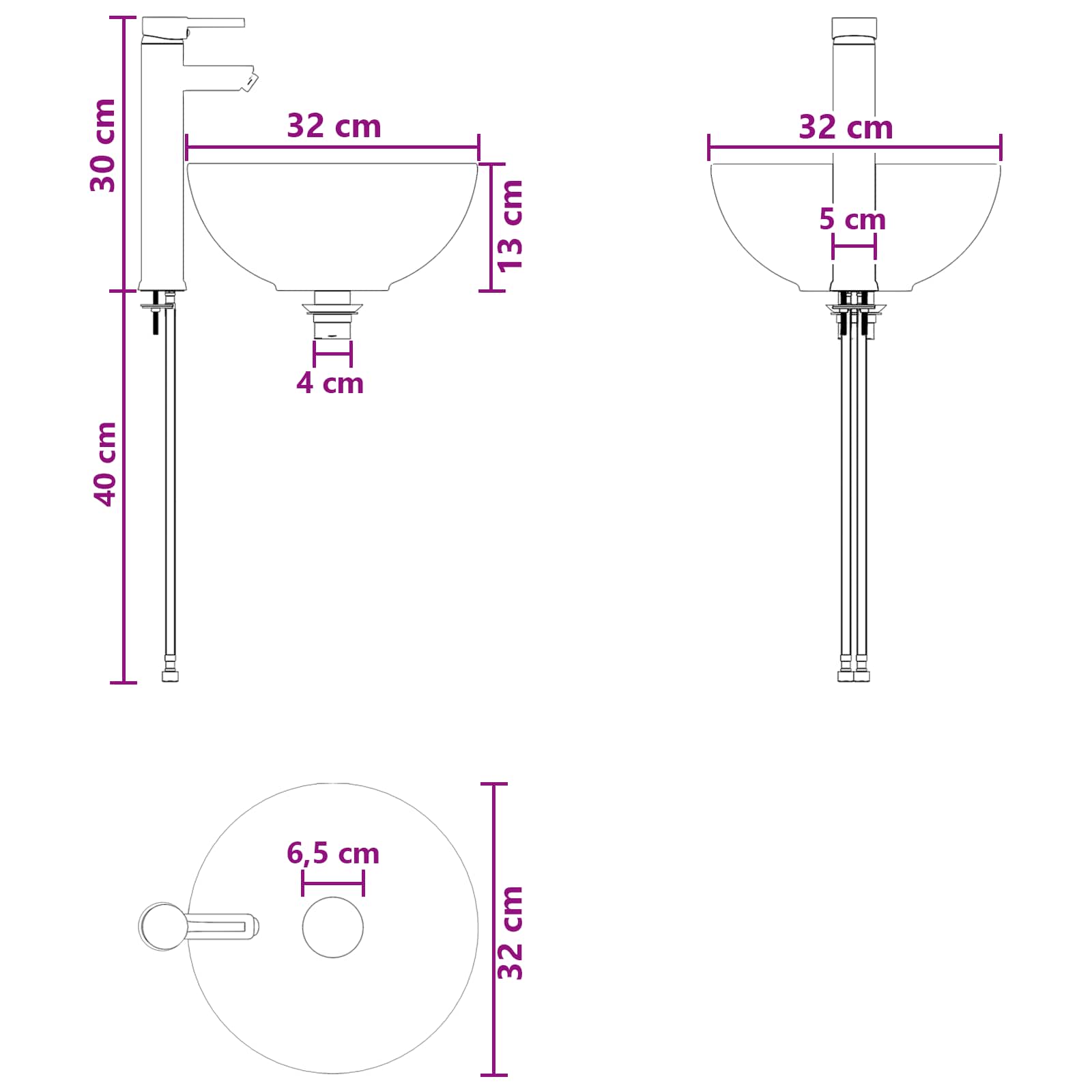 Bathroom Furniture Set size guide