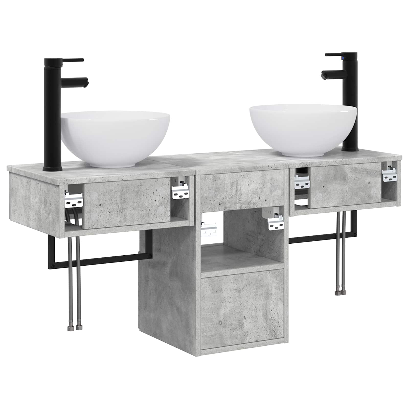 vidaXL Badezimmerschrank-Set 3 stk. Betongrau 40 x 41 x 56 cm – Bild 8