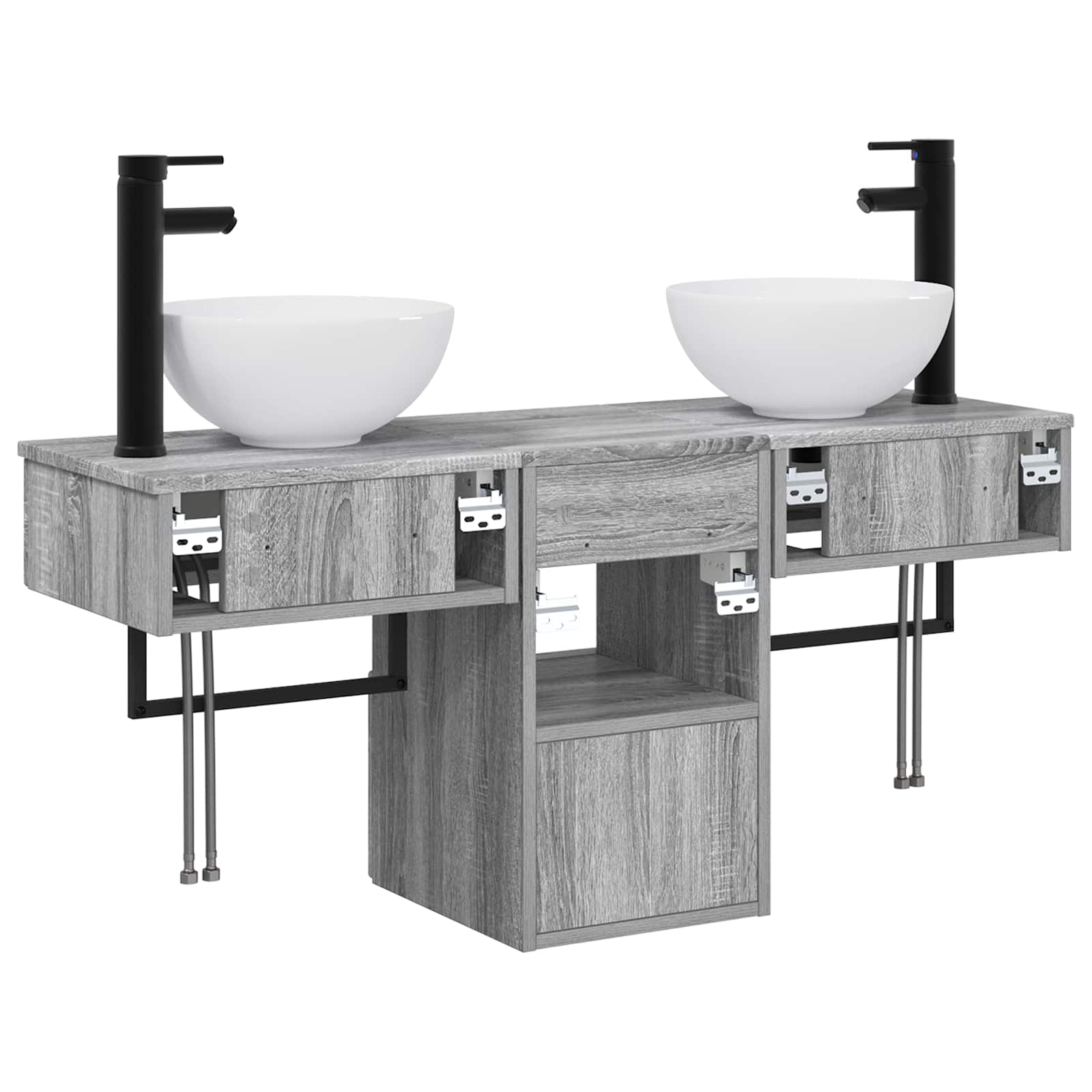 vidaXL Badezimmerschrank-Set 3 stk. Grau Sonoma 40 x 41 x 56 cm – Bild 8