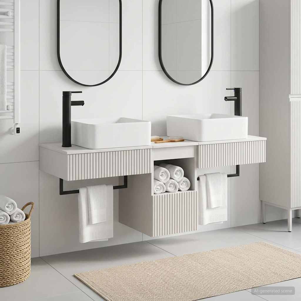 Комплект шкафове за баня 3 бр. Бяло 53 x 35 x 39 см