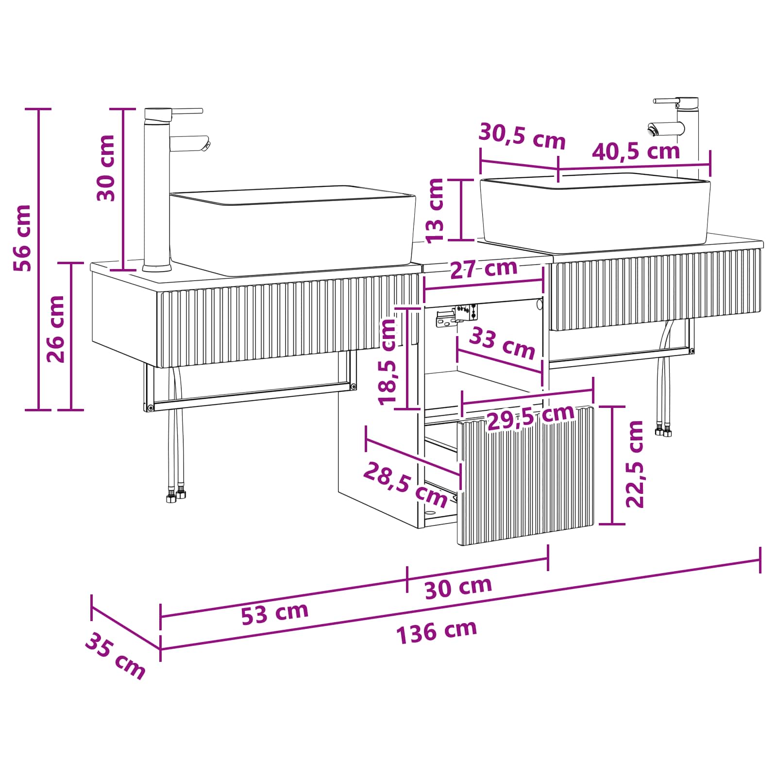 Bathroom Cabinet Set size guide