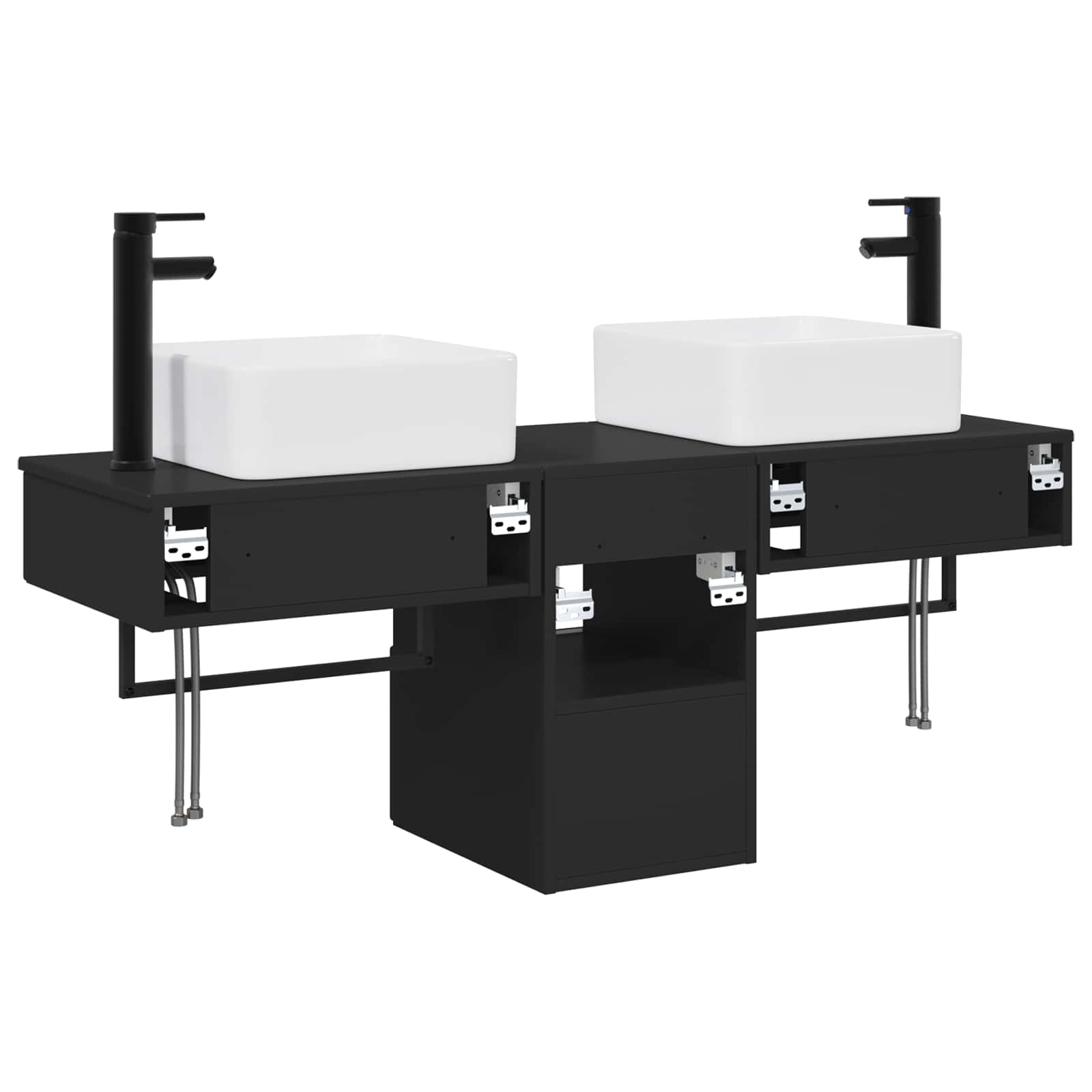 Komplet omaric za kopalnico 3 kos Črna 136 x 35 x 80 cm