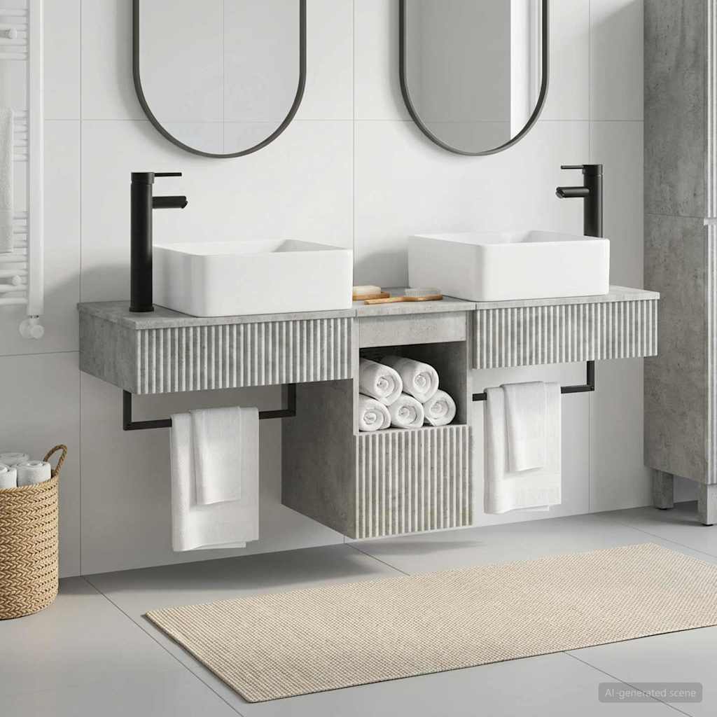 vidaXL Badrumsskåpsset 3 st Betonggrå 53 x 35 x 39 cm Konstruerat trä