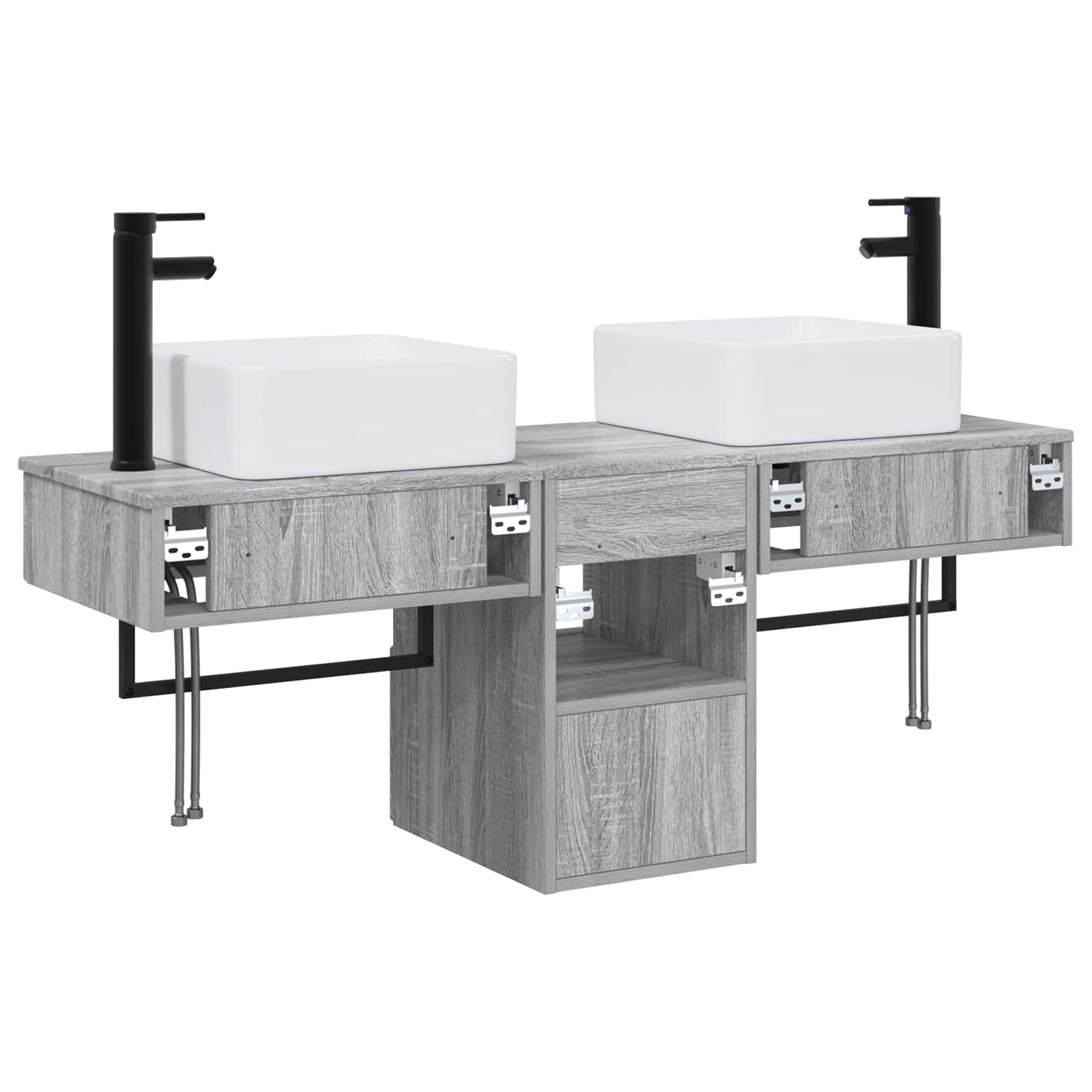 Komplet omaric za kopalnico 3 kos Siva Sonoma 53 x 35 x 39 cm