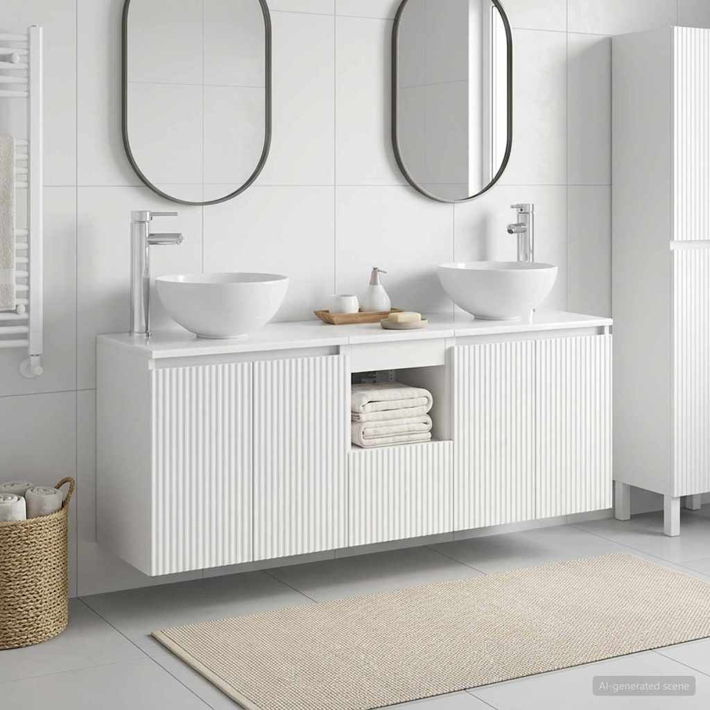 vidaXL Badrumsskåpsset 3 st Vit 49,5 x 35 x 63 cm Konstruerat trä
