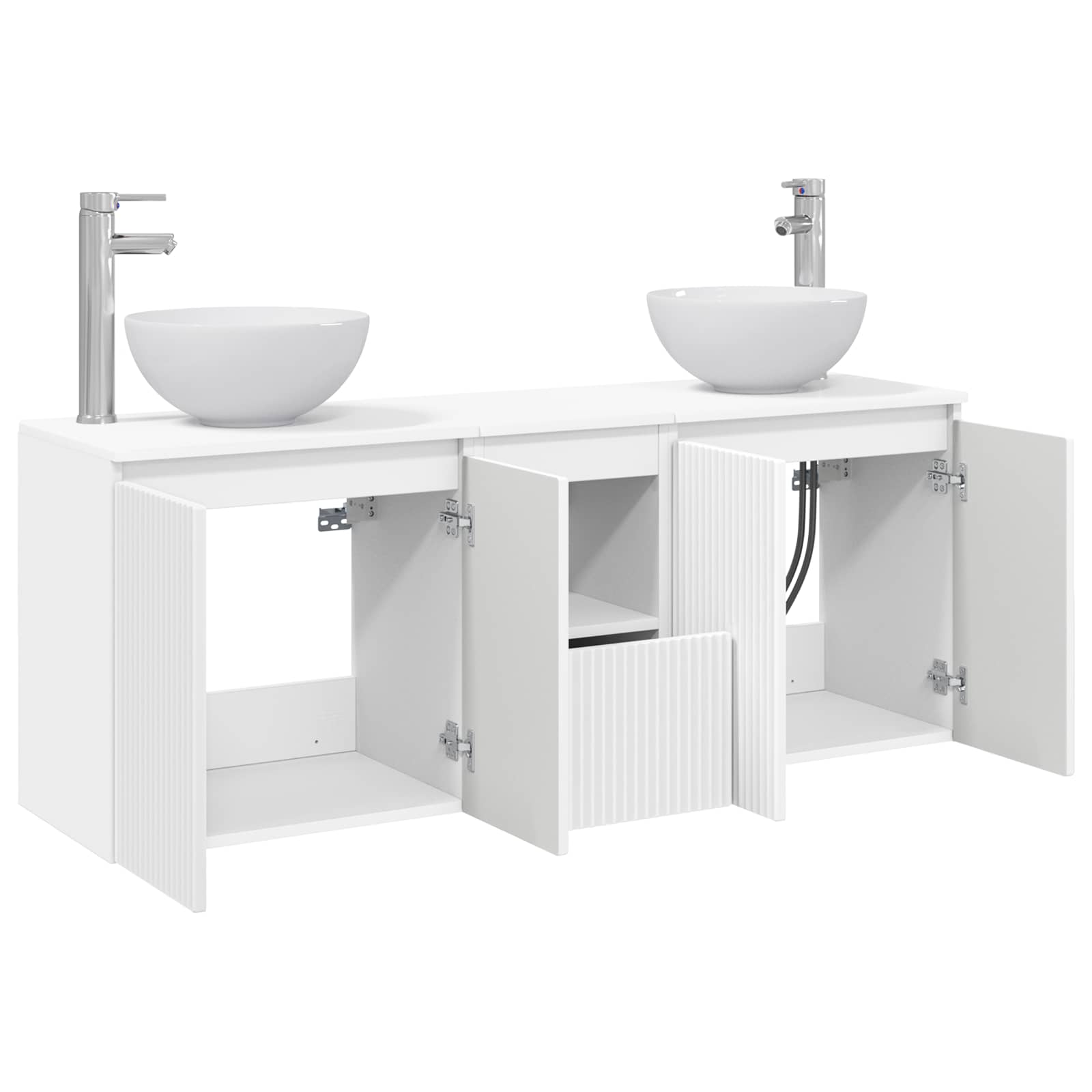 Komplet omaric za kopalnico 3 kos Bela 129 x 35 x 80 cm