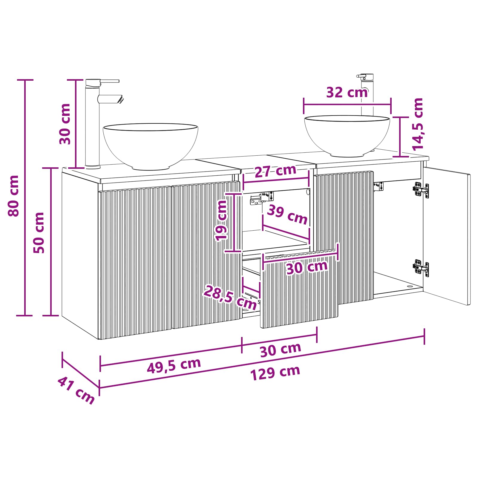 Bathroom Cabinet Set size guide