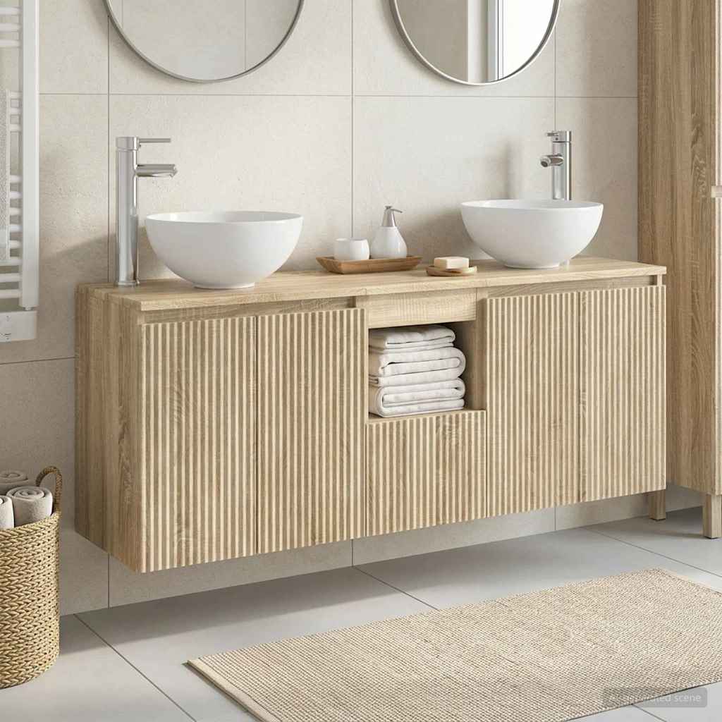 vidaXL Badrumsskåpsset 3 st Sonoma-ek 49,5 x 35 x 63 cm