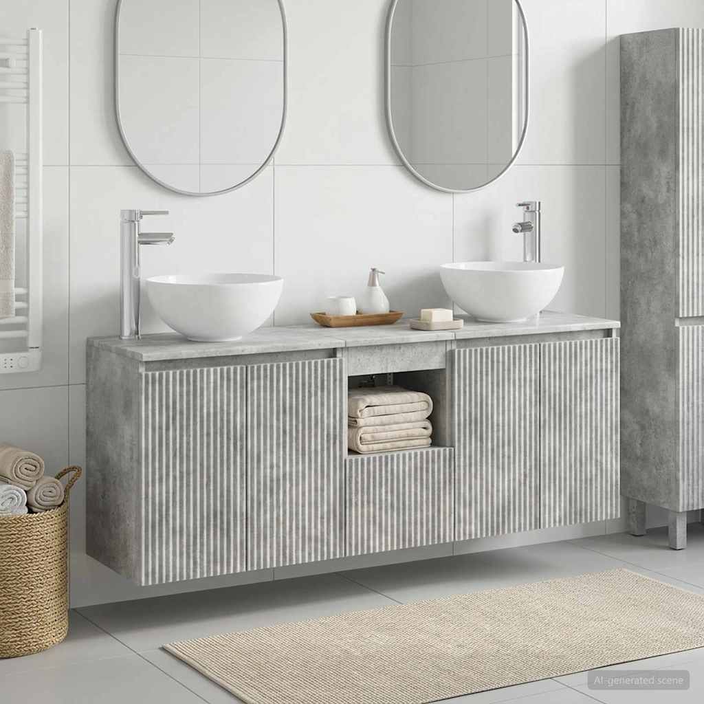 vidaXL Badrumsskåpsset 3 st Betonggrå 49,5 x 35 x 63 cm