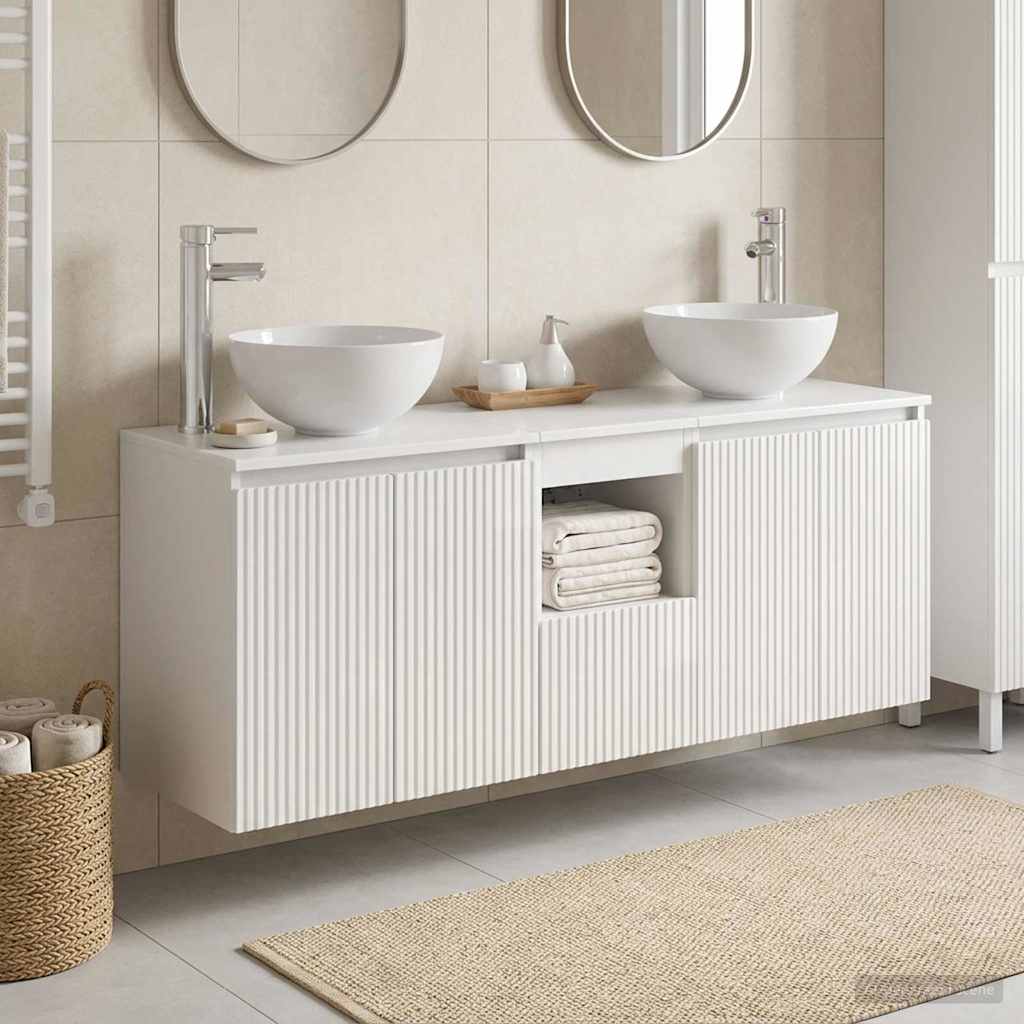 vidaXL Badrumsskåpsset 3 st Vit högglans 49,5 x 35 x 63 cm
