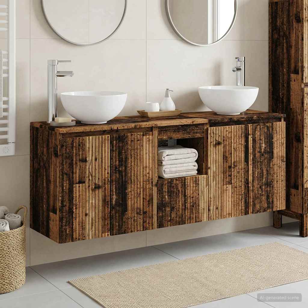 vidaXL Badrumsskåpsset 3 st Gammalt trä 49,5 x 35 x 63 cm