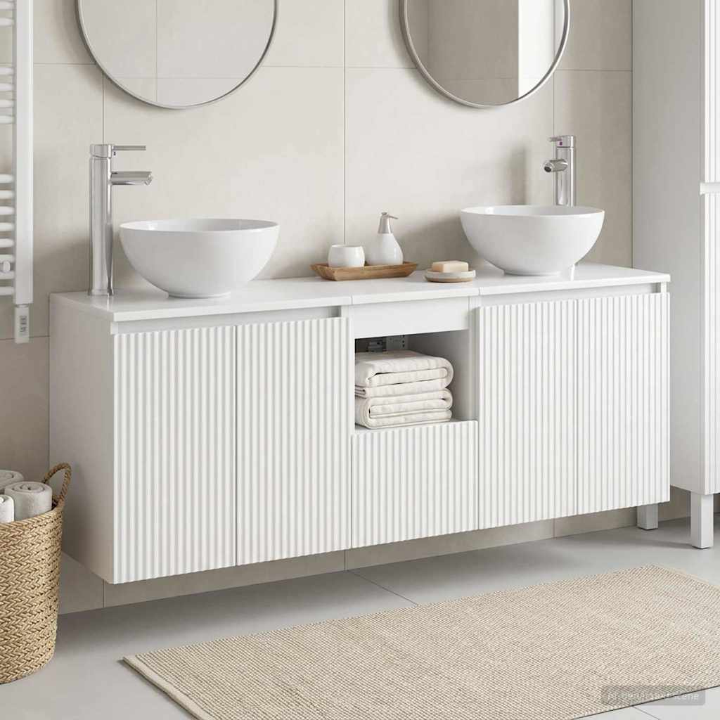 vidaXL Badrumsskåpsset 3 st Vit 49,5 x 41 x 64,5 cm Konstruerat trä