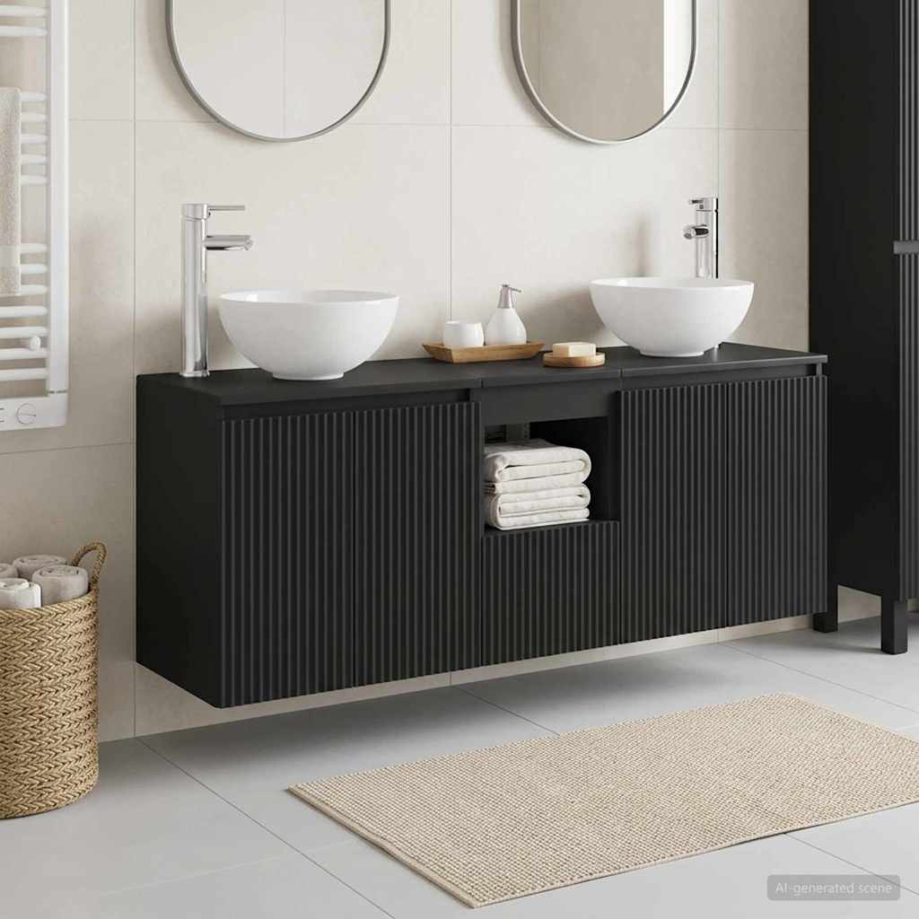 vidaXL Badrumsskåpsset 3 st Svart 49,5 x 41 x 64,5 cm Konstruerat trä