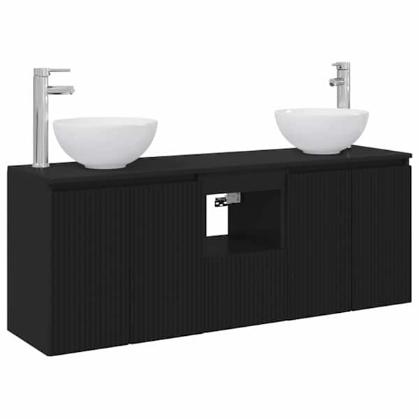 vidaXL Vannitoa kapikomplekt 3 tk Must 49,5 x 41 x 64,5 cm Tehispuit