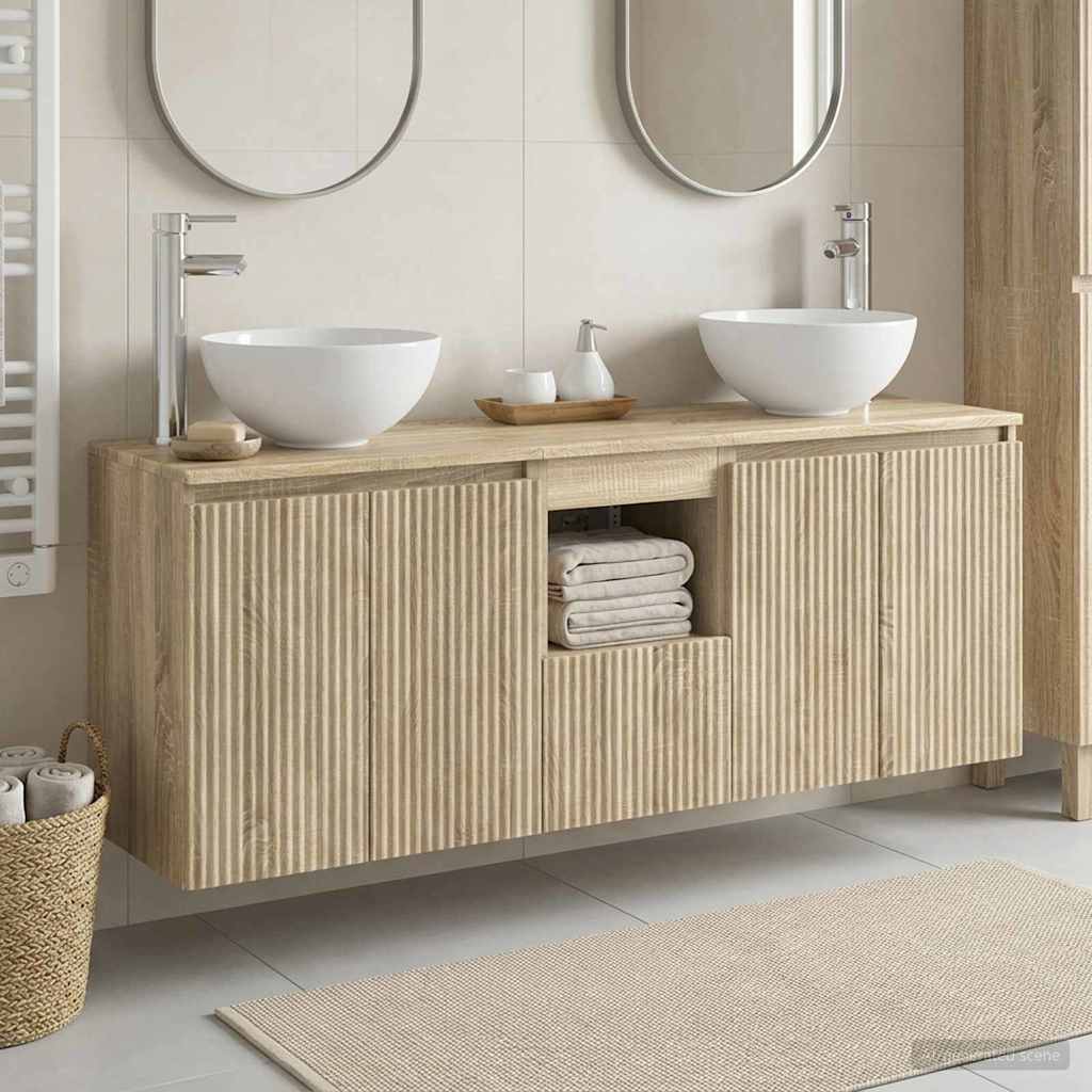 vidaXL Badrumsskåpsset 3 st Sonoma-ek 49,5 x 41 x 64,5 cm