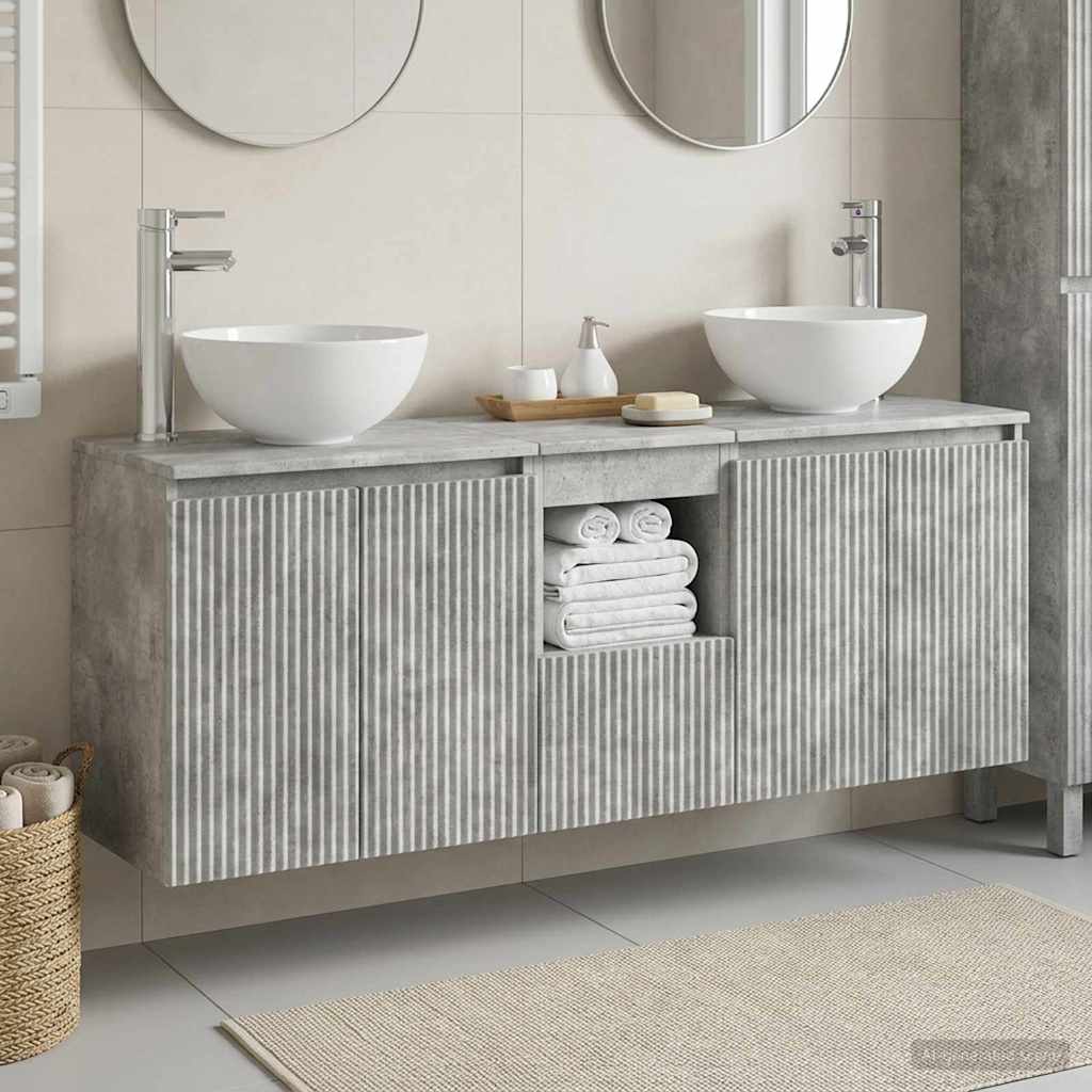 vidaXL Badrumsskåpsset 3 st Betonggrå 49,5 x 41 x 64,5 cm
