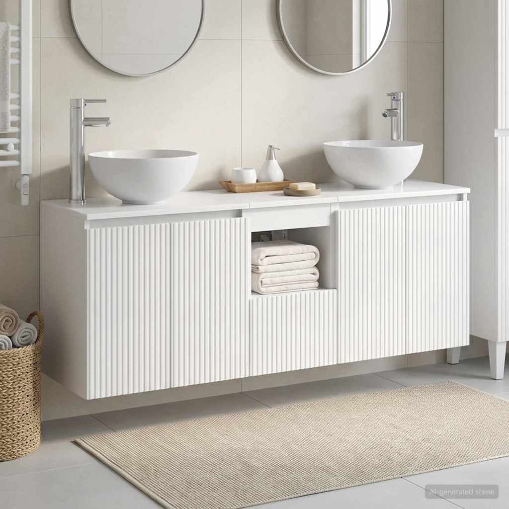 vidaXL Badrumsskåpsset 3 st Vit högglans 49,5 x 41 x 64,5 cm