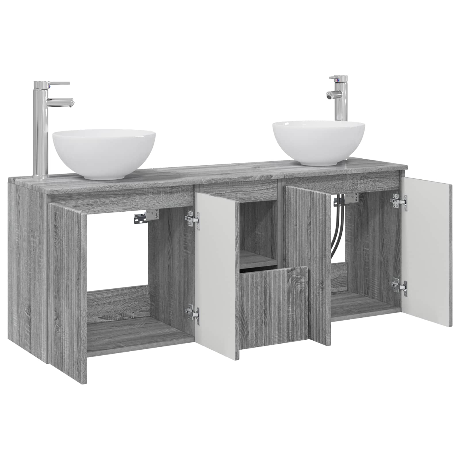 Komplet omaric za kopalnico 3 kos Siva Sonoma 129 x 41 x 80 cm