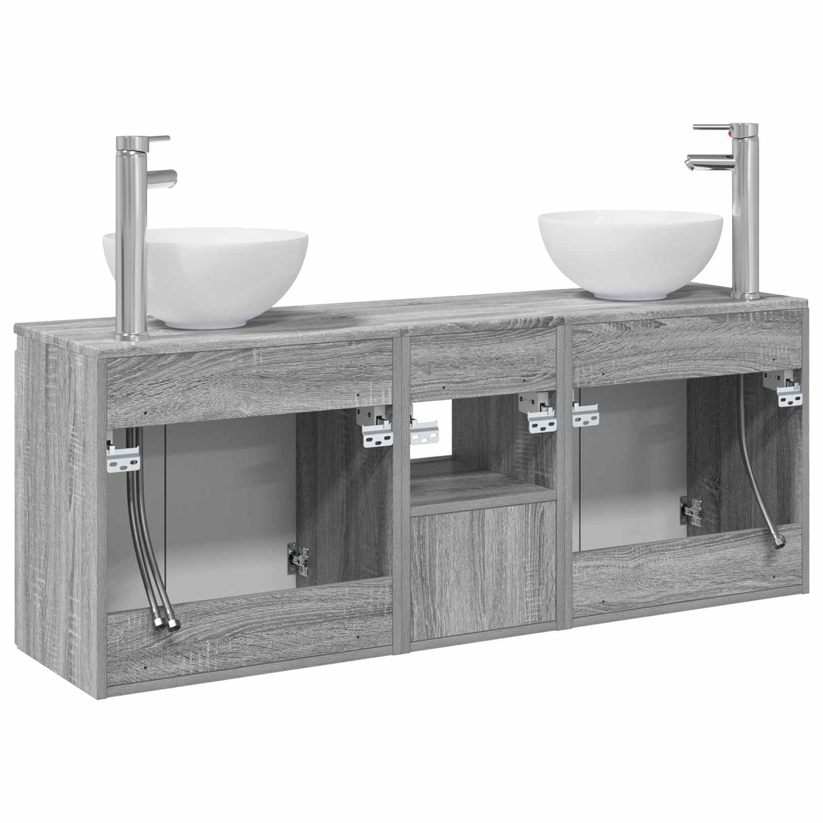Komplet omaric za kopalnico 3 kos Siva Sonoma 129 x 41 x 80 cm