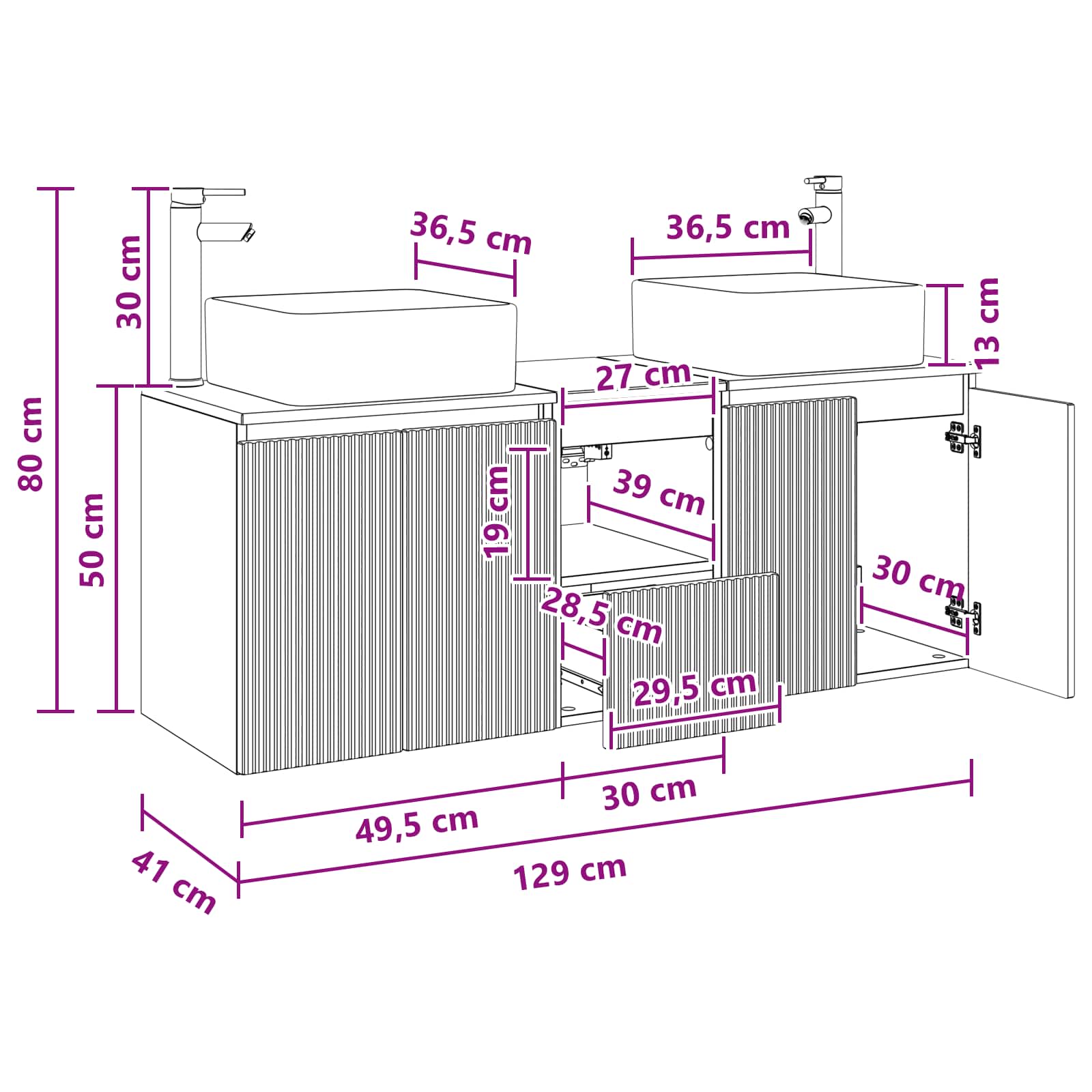 Bathroom Cabinet Set size guide