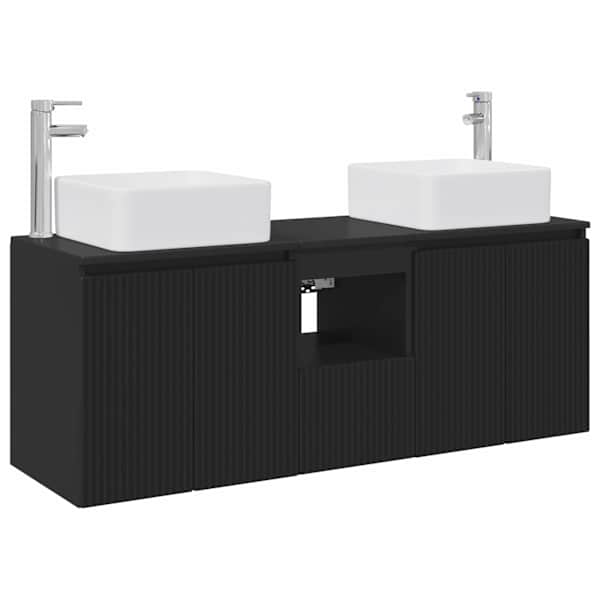 vidaXL Vannitoa kapikomplekt 3 tk Must 49,5 x 41 x 63 cm Tehispuit