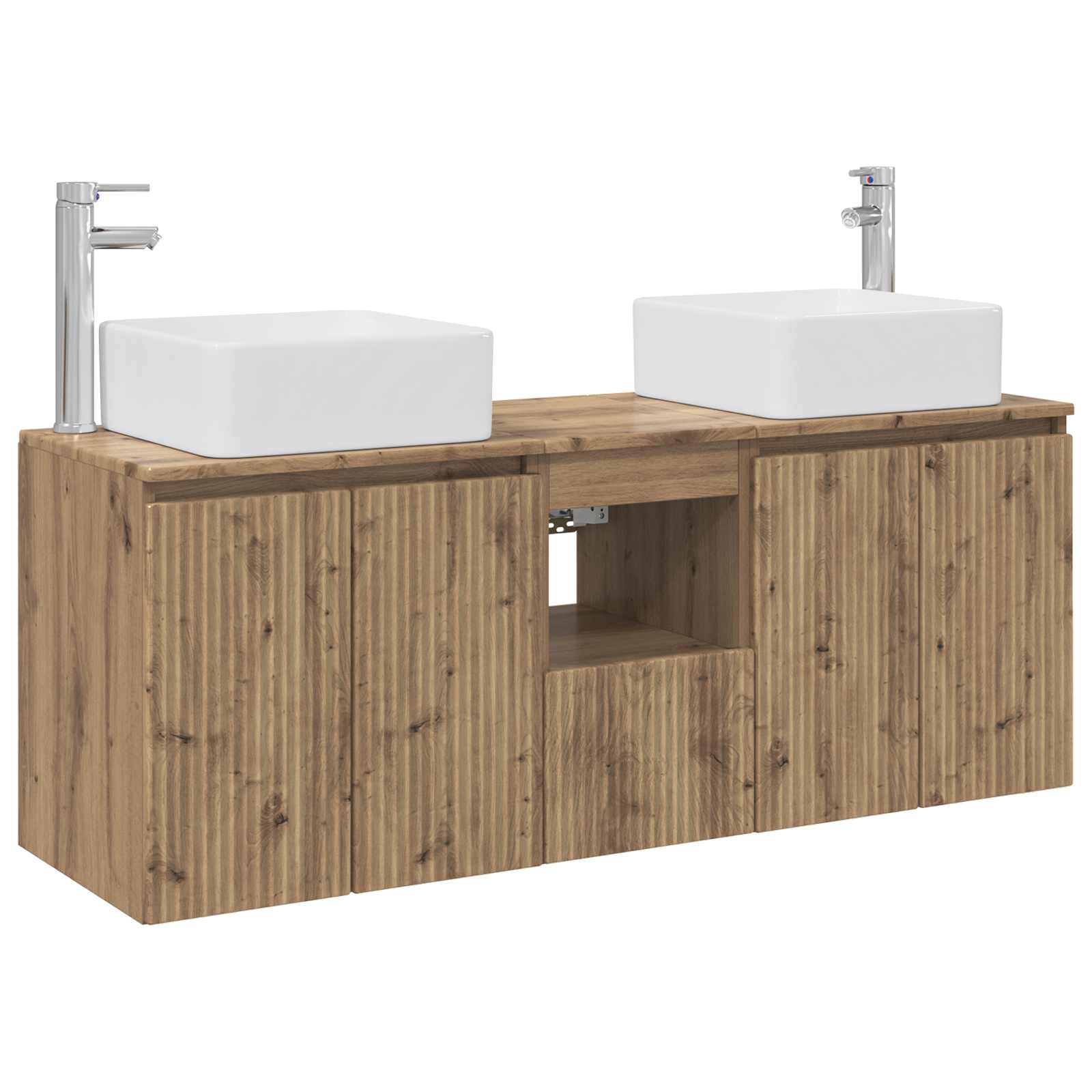 Badkamerkastenset 3 st Artisanaal eiken 49,5 x 41 x 63 cm - Afbeelding 2
