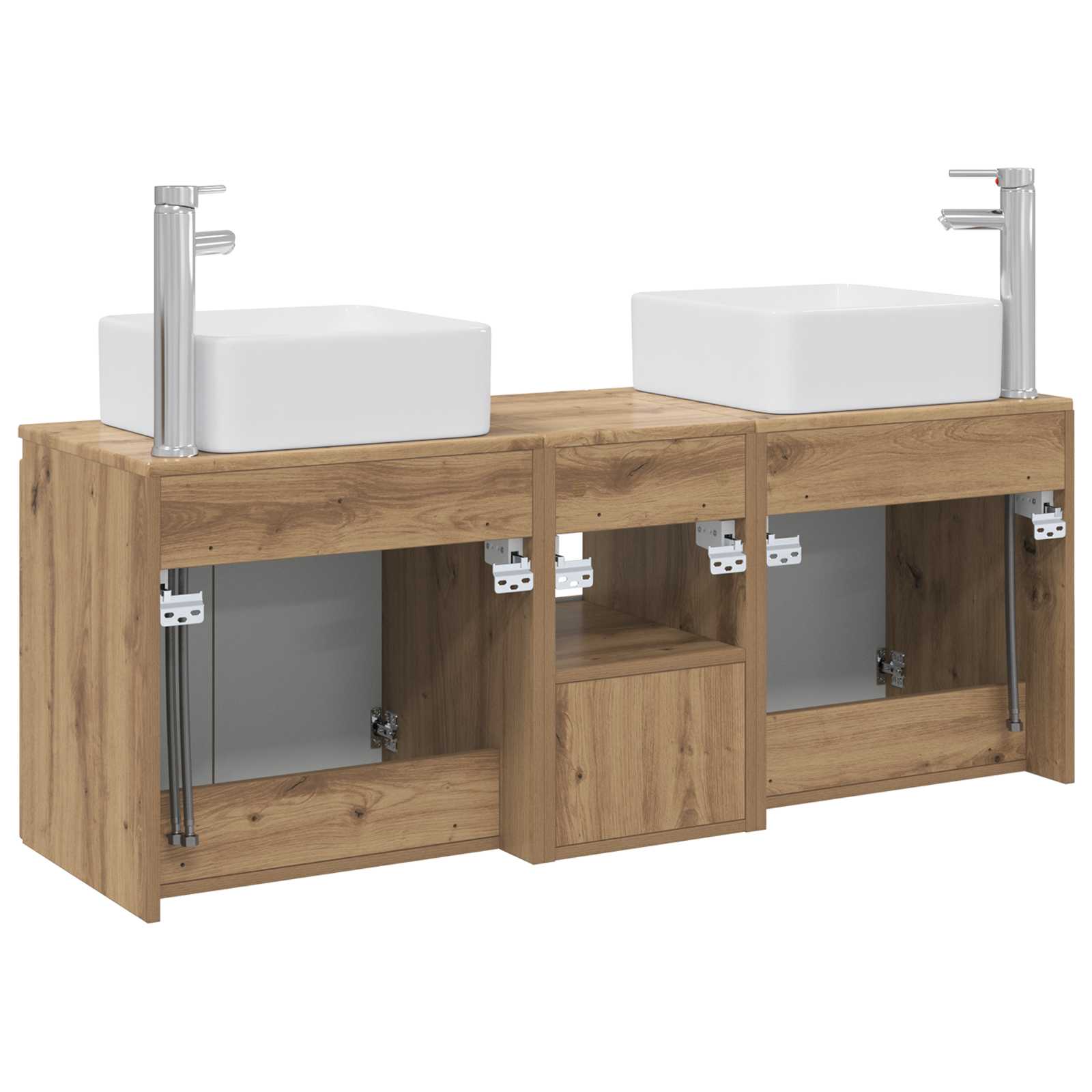 Badkamerkastenset 3 st Artisanaal eiken 49,5 x 41 x 63 cm - Afbeelding 8