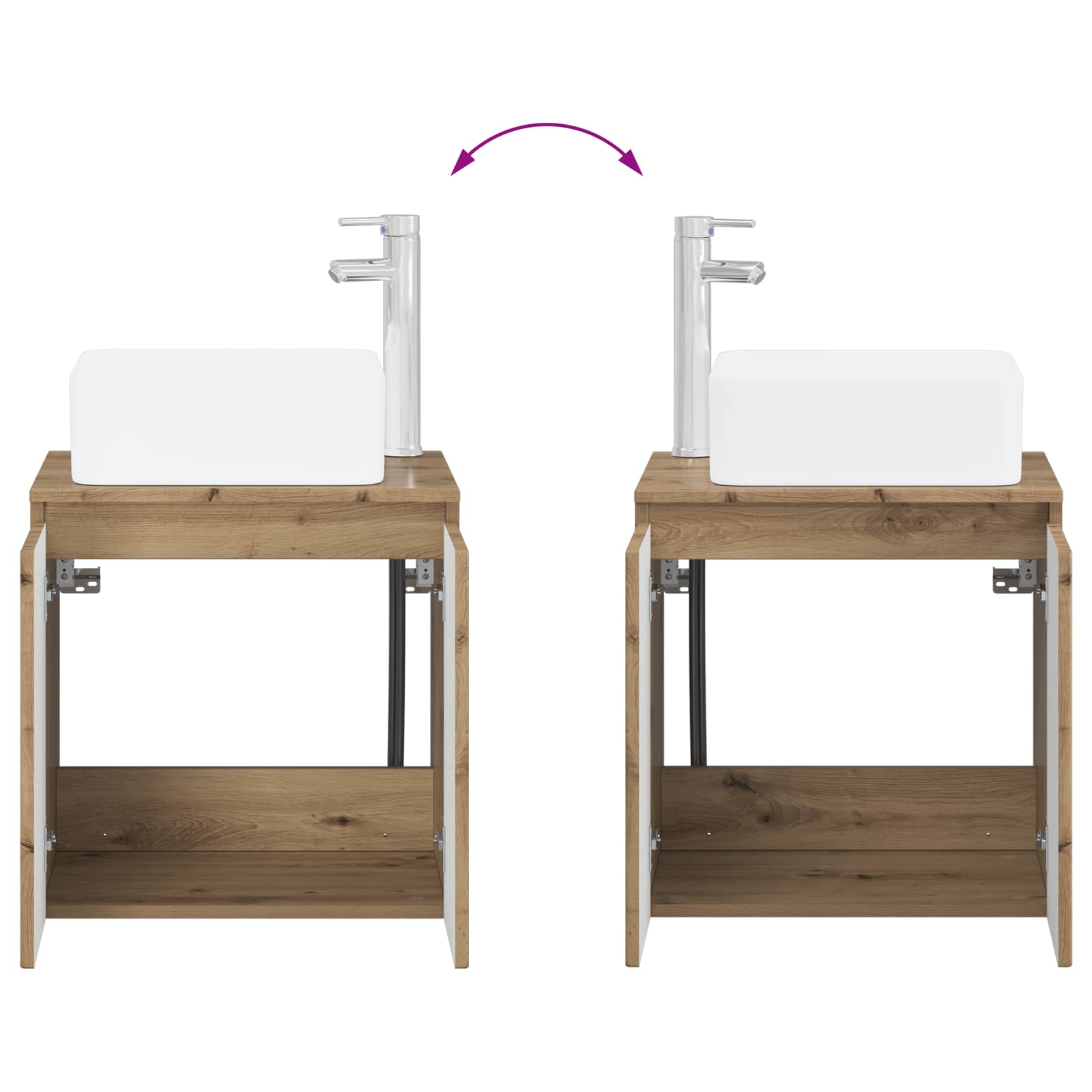 Badkamerkastenset 3 st Artisanaal eiken 49,5 x 41 x 63 cm - Afbeelding 11