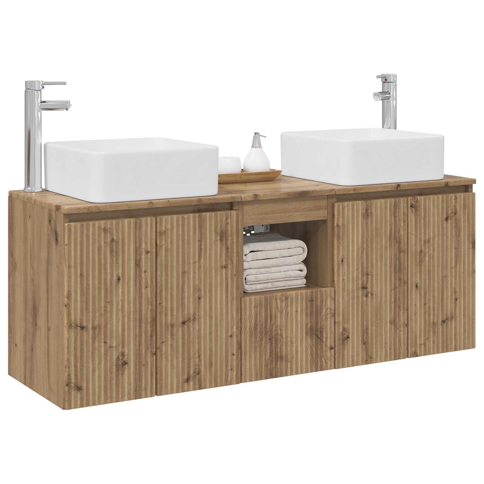 Badkamerkastenset 3 st Artisanaal eiken 49,5 x 41 x 63 cm - Afbeelding 3