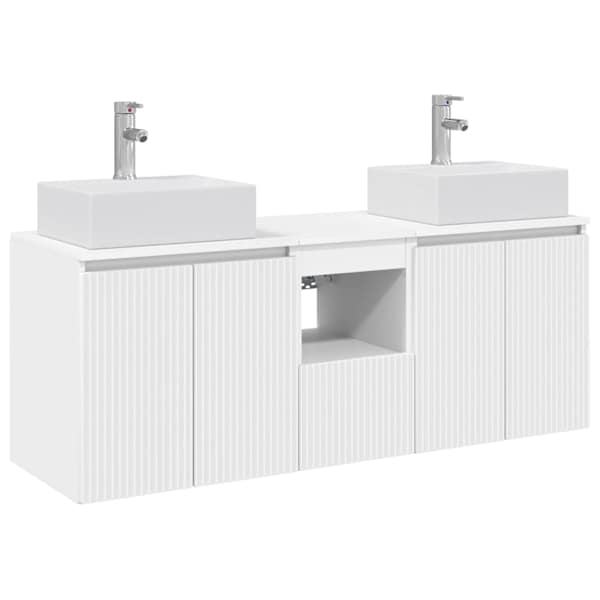 vidaXL Vannitoa kapikomplekt 3 tk Valge 49,5 x 41 x 62,5 cm Tehispuit
