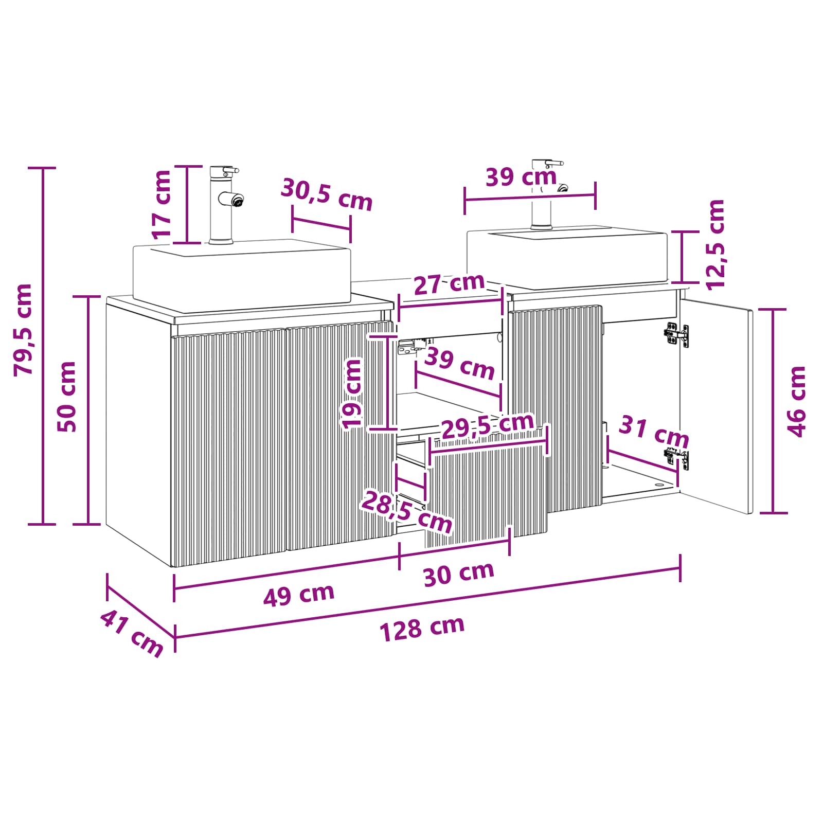 Badkamerkastenset 3 st Sonoma Eiken 49,5 x 41 x 62,5 cm - Afbeelding 11
