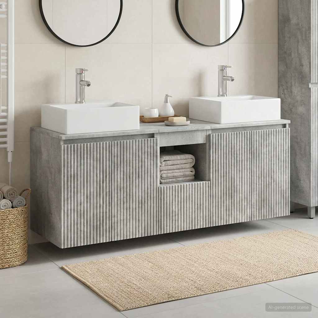 vidaXL Badrumsskåpsset 3 st Betonggrå 49,5 x 41 x 62,5 cm