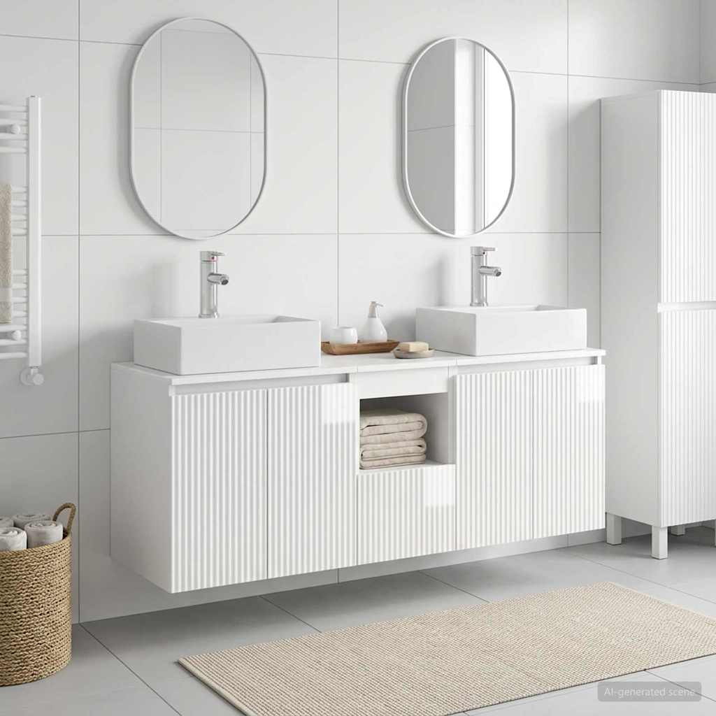 vidaXL Badrumsskåpsset 3 st Vit högglans 49,5 x 41 x 62,5 cm