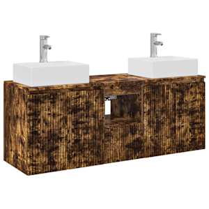 vidaXL Vannitoa kapikomplekt 3 tk Suitsutatud tamm 49,5 x 41 x 62,5 cm