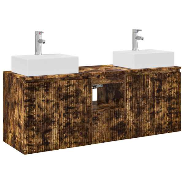 vidaXL Vannitoa kapikomplekt 3 tk Suitsutatud tamm 49,5 x 41 x 62,5 cm