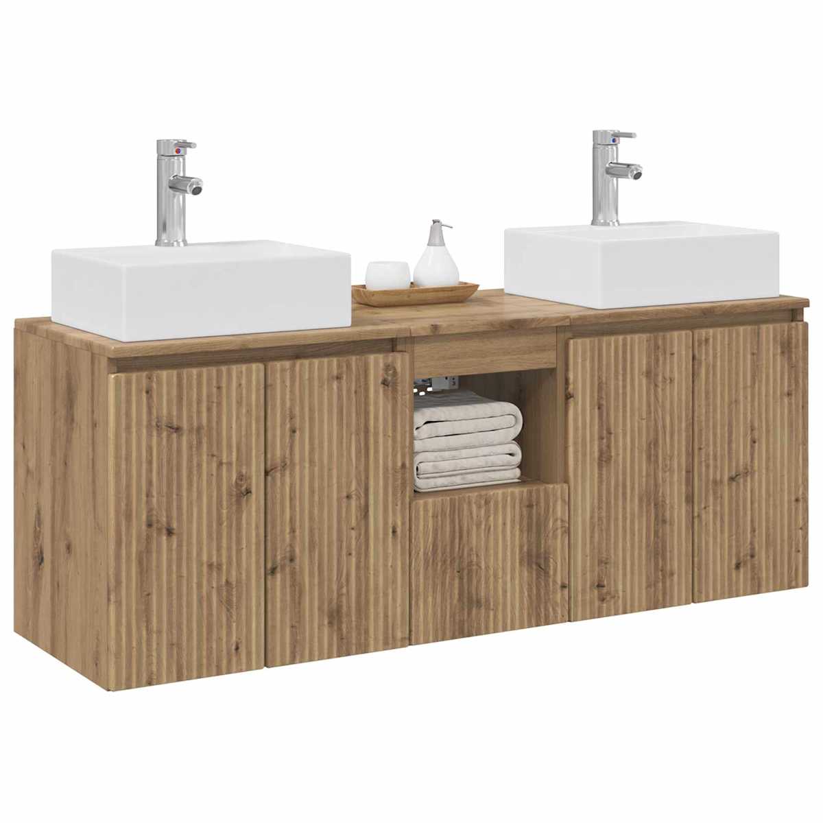 Badeværelsesskabsæt 3 stk. 129 x 41 x 79,5 cm - Billede 3