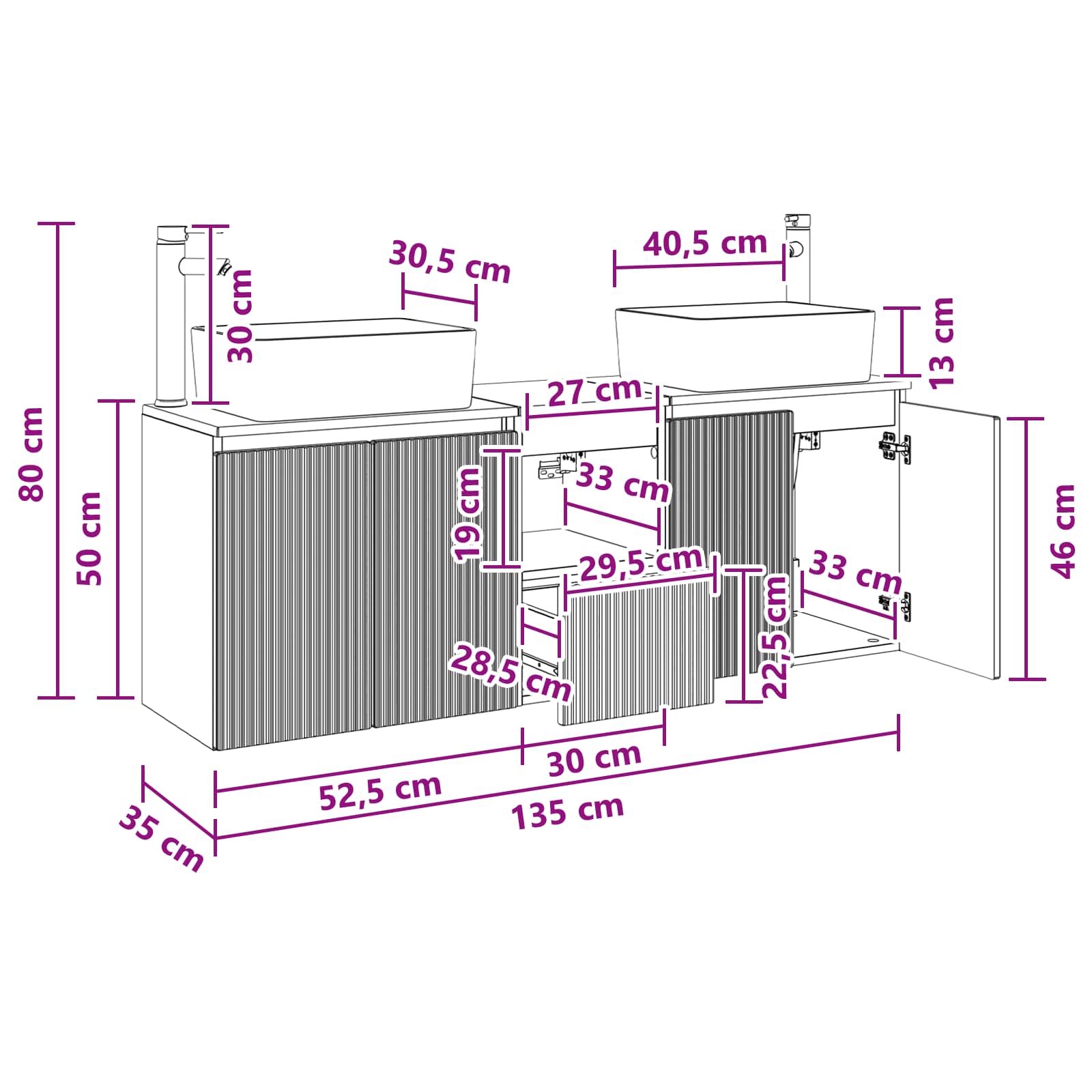 Bathroom Cabinet Set size guide